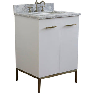 Bellaterra 25" Wood Single Vanity w/ Counter Top and Sink 408001-25-WH-WMR (White)