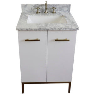 Bellaterra 25" Wood Single Vanity w/ Counter Top and Sink 408001-25-WH-WMR (White)