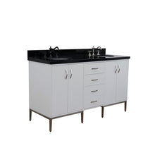 Load image into Gallery viewer, Bellaterra 61&quot; Double Sink Vanity in White Finish with Counter Top and Sink 408001-61D-WH, Black Galaxy Granite / Oval, Front