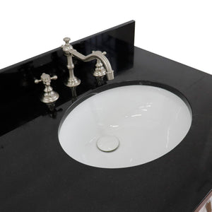 Bellaterra 61" Double Sink Vanity in White Finish with Counter Top and Sink 408001-61D-WH, Black Galaxy Granite / Oval, Sink