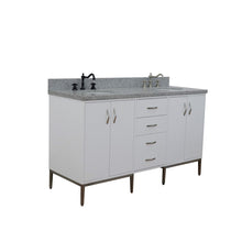 Load image into Gallery viewer, Bellaterra 61&quot; Double Sink Vanity in White Finish with Counter Top and Sink 408001-61D-WH, Gray Granite / Oval, Front