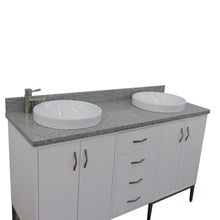 Load image into Gallery viewer, Bellaterra 61&quot; Double Sink Vanity in White Finish with Counter Top and Sink 408001-61D-WH, Gray Granite / Round, Front Top