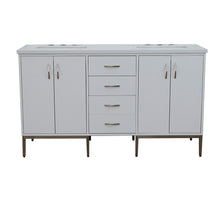 Load image into Gallery viewer, Bellaterra 61&quot; Double Sink Vanity in White Finish with Counter Top and Sink 408001-61D-WH, White Quartz / Rectangle, Front