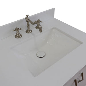 Bellaterra 61" Double Sink Vanity in White Finish with Counter Top and Sink 408001-61D-WH, White Quartz / Rectangle, Sink