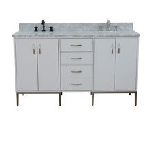 Load image into Gallery viewer, Bellaterra 61&quot; Double Sink Vanity in White Finish with Counter Top and Sink 408001-61D-WH, White Carrara Marble / Oval, Front