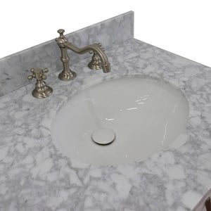 Bellaterra 61" Double Sink Vanity in White Finish with Counter Top and Sink 408001-61D-WH, White Carrara Marble / Oval, Sink