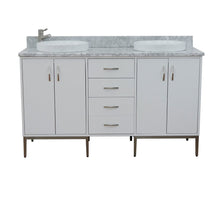 Load image into Gallery viewer, Bellaterra 61&quot; Double Sink Vanity in White Finish with Counter Top and Sink 408001-61D-WH, White Carrara Marble / Round, Front