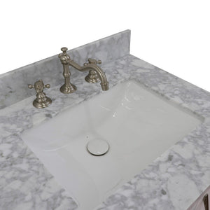 Bellaterra 61" Double Sink Vanity in White Finish with Counter Top and Sink 408001-61D-WH, White Carrara Marble / Rectangle, Sink