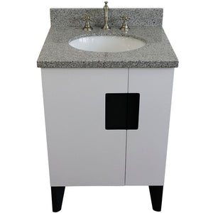 Bellaterra 25" Wood Single Vanity w/ Counter Top and Sink White Finish 408800-25-WH-GYO