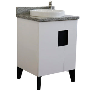 Bellaterra 25" Wood Single Vanity w/ Counter Top and Sink White Finish 408800-25-WH-GYRD