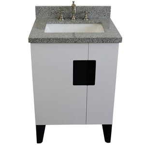 Bellaterra 25" Wood Single Vanity w/ Counter Top and Sink White Finish 408800-25-WH-GYR