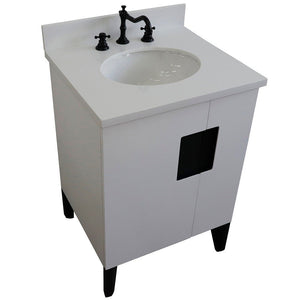 Bellaterra 25" Wood Single Vanity w/ Counter Top and Sink White Finish 408800-25-WH-WEO