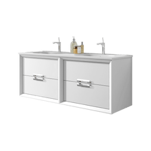Load image into Gallery viewer, Lucena Bath 48&quot; Décor Tirador Double Vanities in White, Black, Gray or White and Silver. - The Bath Vanities