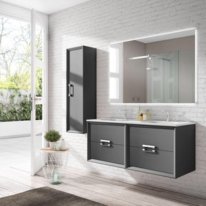 Lucena Bath 48" Décor Tirador Double Vanities in White, Black, Gray or White and Silver. - The Bath Vanities
