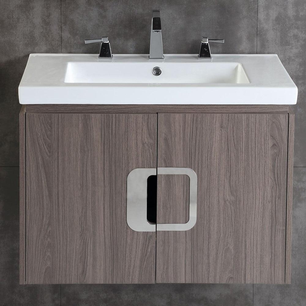 Bellaterra Wall mount 30” Gray Brownish Oak Single Sink Vanity Top 500821-30