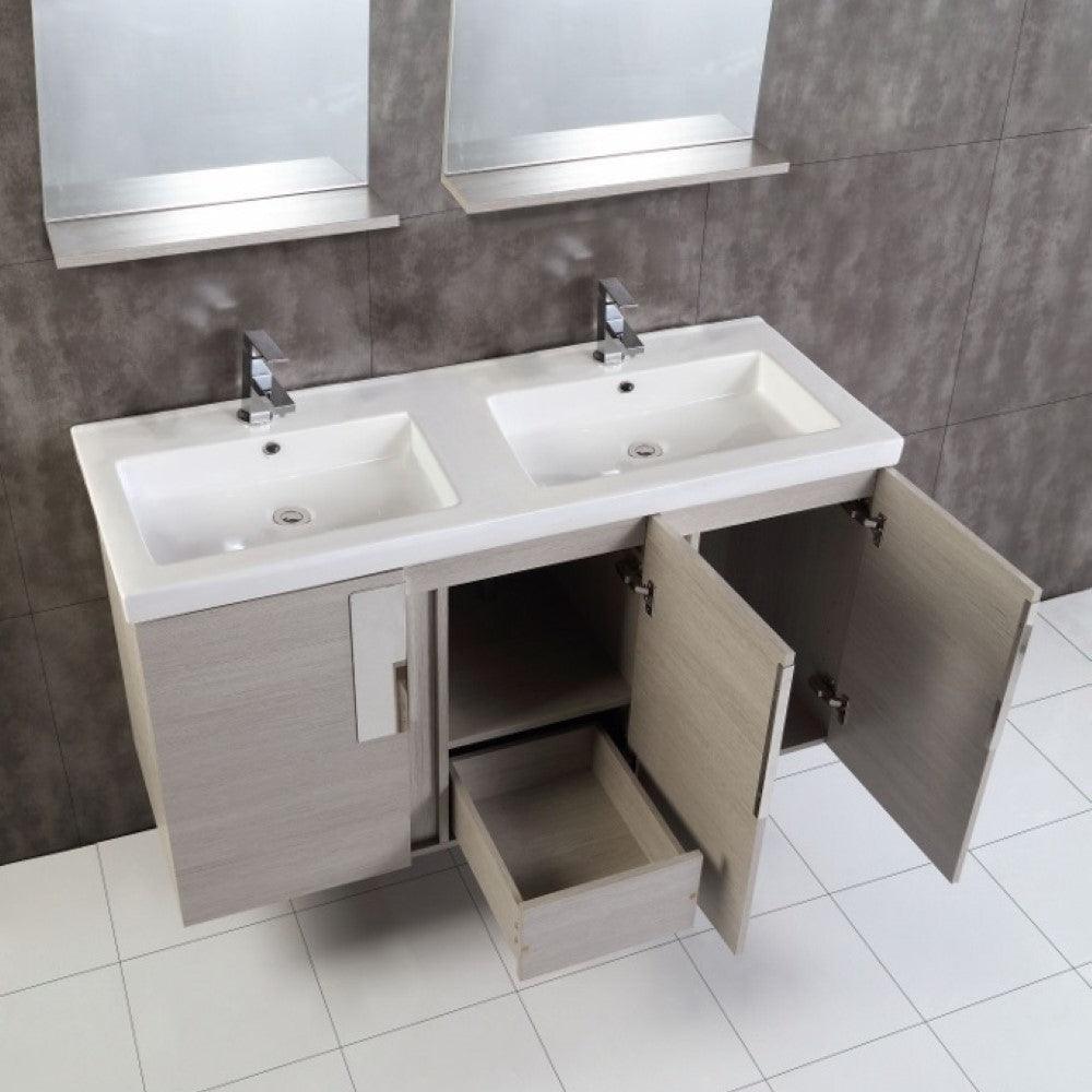 Bellaterra 48 In. Double Sink Vanity Gray Pine 500822-48D, Open