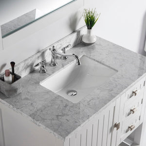 Bellaterra 37" Double Vanity - White Marble Top 77616-37-DG-WM-WH, White, Top Sink