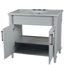Load image into Gallery viewer, Bellaterra 800632-36BL-LG-WH 36&quot; Single Vanity with White Carrara Marble Top - Gray, Inside
