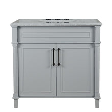 Load image into Gallery viewer, Bellaterra 800632-36BL-LG-WH 36&quot; Single Vanity with White Carrara Marble Top - Gray, Front