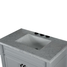 Load image into Gallery viewer, Bellaterra 800632-36BL-LG-WH 36&quot; Single Vanity with White Carrara Marble Top - Gray, Top View