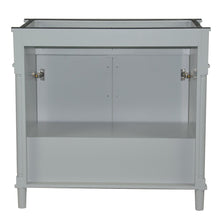 Load image into Gallery viewer, Bellaterra 800632-36BL-LG-WH 36&quot; Single Vanity with White Carrara Marble Top - Gray. Backside
