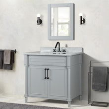 Load image into Gallery viewer, Bellaterra 800632-36BL-LG-WH 36&quot; Single Vanity with White Carrara Marble Top - Gray,  Front