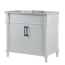 Load image into Gallery viewer, Bellaterra 800632-36BL-LG-WH 36&quot; Single Vanity with White Carrara Marble Top - White, Front