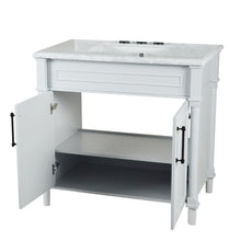 Load image into Gallery viewer, Bellaterra 800632-36BL-LG-WH 36&quot; Single Vanity with White Carrara Marble Top - White, Inside