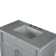 Load image into Gallery viewer, Bellaterra 800632-36BN-LG-WH 36&quot; Single Vanity with White Carrra Marble Top - Gray, Top