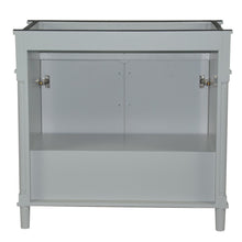 Load image into Gallery viewer, Bellaterra 800632-36BN-LG-WH 36&quot; Single Vanity with White Carrra Marble Top - Gray, Back