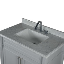 Load image into Gallery viewer, Bellaterra 800632-36BN-LG-WH 36&quot; Single Vanity with White Carrra Marble Top - Gray, Top View