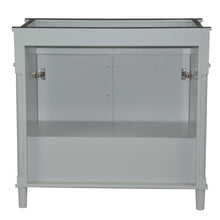 Load image into Gallery viewer, Bellaterra 800632-36BN-LG-WH 36&quot; Single Vanity with White Carrra Marble Top - Gray, Backside