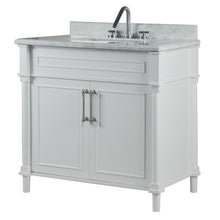 Load image into Gallery viewer, Bellaterra 800632-36BN-LG-WH 36&quot; Single Vanity with White Carrra Marble Top - White, Front