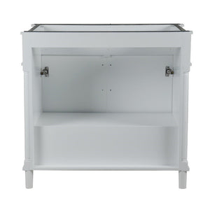 Bellaterra 800632-36BN-LG-WH 36" Single Vanity with White Carrra Marble Top - White, Backside