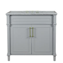 Load image into Gallery viewer, Bellaterra 800632-36GD-LG-WH 36&quot; Single Vanity with White Carrara Marble Top - Gray, Front