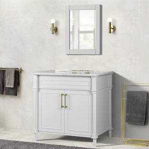Bellaterra 800632-36GD-LG-WH 36" Single Vanity with White Carrara Marble Top - White