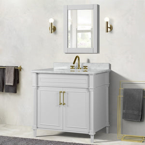 Bellaterra 800632-36GD-LG-WH 36" Single Vanity with White Carrara Marble Top - White, Front
