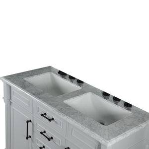 Bellaterra 48" Double Vanity with White Carrra Marble Top 800632-48DBL-LG-WH, Gray, Top Basin