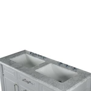 Bellaterra 48" Double Vanity with White Carrara Marble Top 800632-48DBN-LG-WH, Gray, Basins