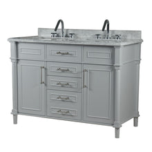 Load image into Gallery viewer, Bellaterra 48&quot; Double Vanity with White Carrara Marble Top 800632-48DBN-LG-WH, Gray, Front