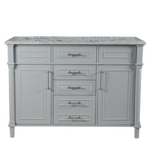 Load image into Gallery viewer, Bellaterra 48&quot; Double Vanity with White Carrara Marble Top 800632-48DBN-LG-WH, Gray, Front