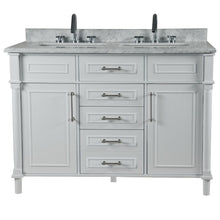 Load image into Gallery viewer, Bellaterra 48&quot; Double Vanity with White Carrara Marble Top 800632-48DBN-LG-WH, White, Front