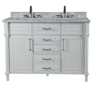 Bellaterra 48" Double Vanity with White Carrara Marble Top 800632-48DBN-LG-WH, White, Front