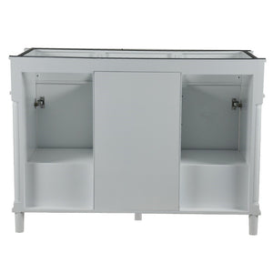 Bellaterra 48" Double Vanity with White Carrara Marble Top 800632-48DBN-LG-WH, White, Backside