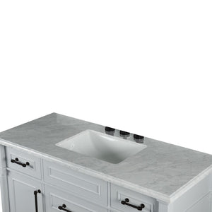 Bellaterra 48" Single Vanity with White Carrara Marble Top 800632-48SBL, Gray, Top Sink