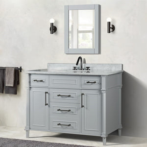 Bellaterra 48" Single Vanity with White Carrara Marble Top 800632-48SBL, Gray, Front