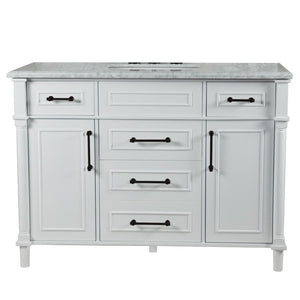 Bellaterra 48" Single Vanity with White Carrara Marble Top 800632-48SBL, White, Front