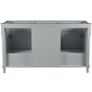 Bellaterra 60" Double Vanity with White Carrara Marble Top 800632-60DBN-LG-WH, Gray, Backside