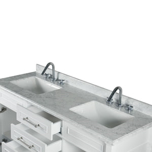 Bellaterra 60" Double Vanity with White Carrara Marble Top 800632-60DBN-LG-WH, White, Double Sink