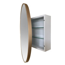 Load image into Gallery viewer, Bellaterra 26 in Round Metal Frame Medicine Cabinet in Brushed Gold 8820-MC-GD, Open